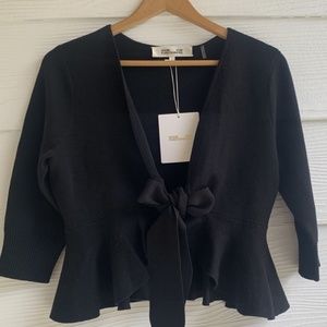 NEW DVF KNIT CARDIGAN SWEATER BLACK SIZE S